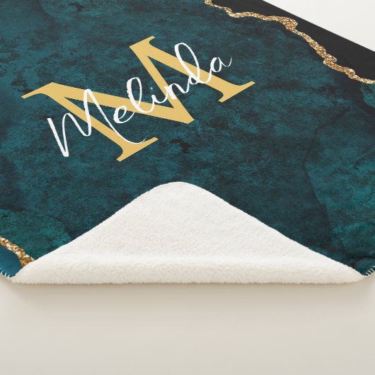 Couverture Sherpa Porte en marbre bleu turquoise et or (3/4)