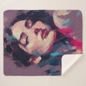 Couverture Sherpa Portrait abstrait aux traits néon (Devant (Horizontal))