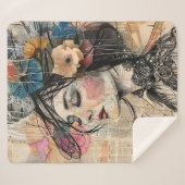 Couverture Sherpa Portrait d'art en collage multimédia (2) (Devant (Horizontal))