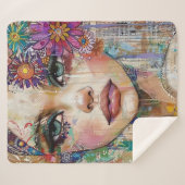 Couverture Sherpa Portrait d'art en collage multimédia (6) (Devant (Horizontal))