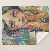 Couverture Sherpa Portrait d'art en collage multimédia (8) (Devant (Horizontal))