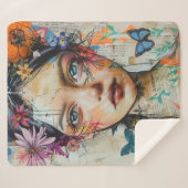 Couverture Sherpa Portrait d'art en collage multimédia (9) (Devant (Horizontal))