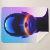 Couverture Sherpa Portrait d'art futuriste Pixel - Abstrait numériqu (Devant (Horizontal))