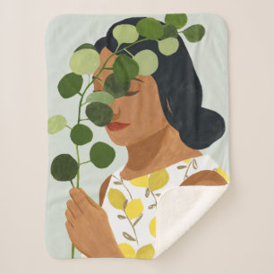 Couverture Sherpa Portrait de botanique - femme avec la verdure