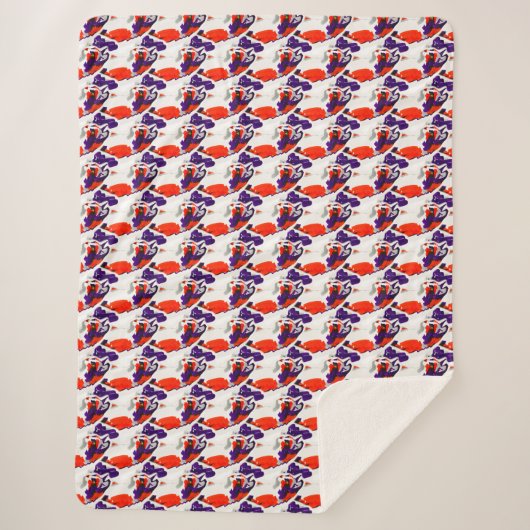 Couverture Sherpa Portrait de chat - Art Graphique Gras Orange et Vi (Devant)