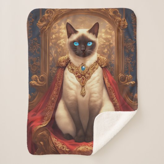 Couverture Sherpa Portrait de chat majestueux Royal Siamese (Devant)