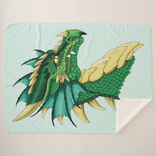 Couverture Sherpa Portrait de dragon vert (Devant (Horizontal))