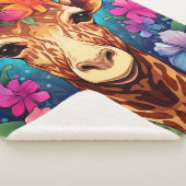 Couverture Sherpa Portrait de la Giraffe florale-9322 (3/4)