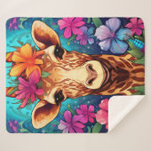 Couverture Sherpa Portrait de la Giraffe florale-9322 (Devant (Horizontal))