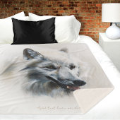Couverture Sherpa Portrait de loup blanc