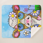 Couverture Sherpa Portrait de vache gribouillé (Devant (Horizontal))