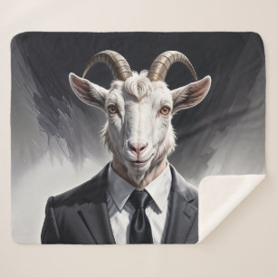 Couverture Sherpa Portrait d'homme d'affaires chèvre anthropomorphe