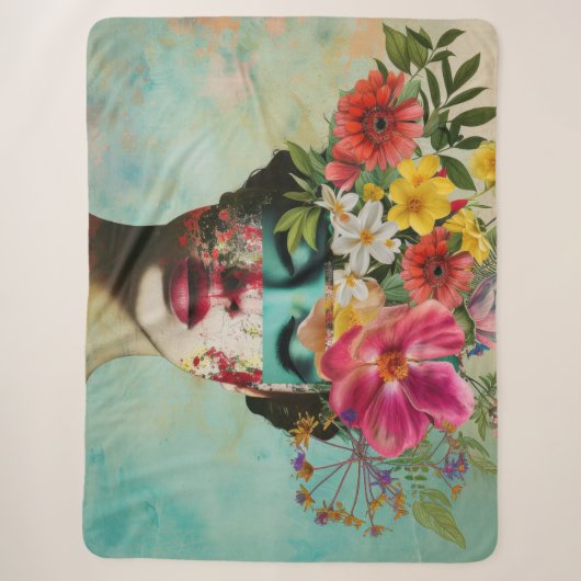 Couverture Sherpa Portrait Floral Vintage (Devant)