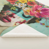 Couverture Sherpa Portrait Floral Vintage (3/4)