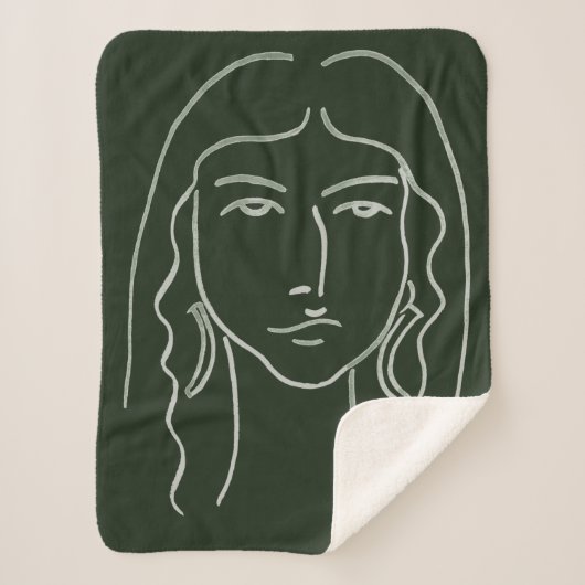 Couverture Sherpa Portrait malachite avec cheveux longs (Devant)