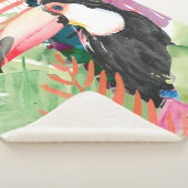Couverture Sherpa Portrait toucan avec Feuilles tropicaux (3/4)