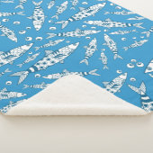 Couverture Sherpa Portugais Lisbonne Sardines Motif Azulejos Bleu (3/4)