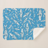 Couverture Sherpa Portugais Lisbonne Sardines Motif Azulejos Bleu (Devant (Horizontal))