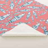 Couverture Sherpa Portugais Lisbonne Sardines Motif Azulejos rose (3/4)