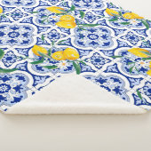 Couverture Sherpa Portuguese tiles,lemons,fruits,summer art (3/4)