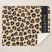 Couverture Sherpa Poster de animal, Léopard Brown, Coeurs, Votre Nom (Devant (Horizontal))