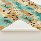 Couverture Sherpa Poster de animal noir Turquoise or (3/4)
