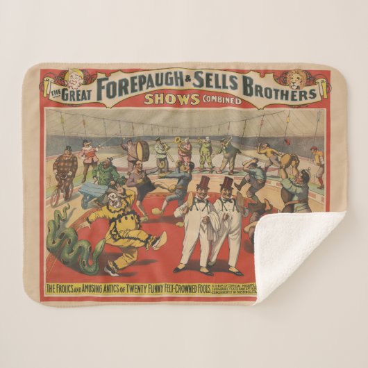 Couverture Sherpa Poster Du Cirque Montrant L'Amusant Antique Des Cl (Devant (Horizontal))
