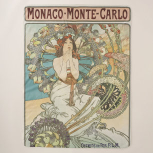 Couverture Sherpa Poster Mont-Carlo vintage par Alphonse Mucha