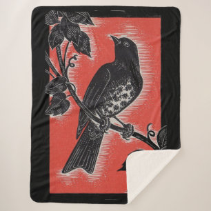 Couverture Sherpa poule noire avec rouge