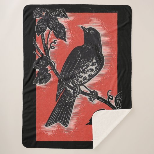 Couverture Sherpa poule noire avec rouge (Devant)