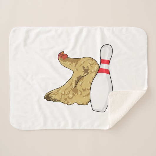 Couverture Sherpa Poulet au Bowling avec épingle de Bowling (Devant (Horizontal))