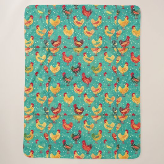 Couverture Sherpa Poulets colorés (Devant)
