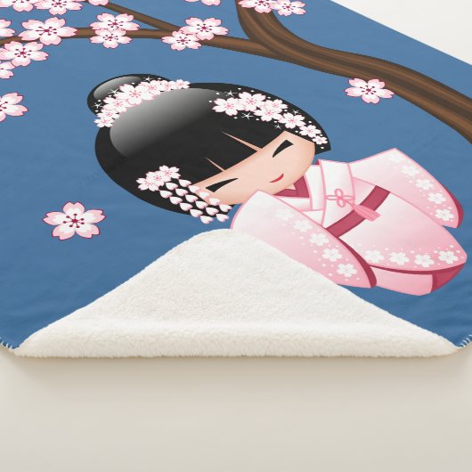 Couverture Sherpa Poupée blanche Kimono Kokeshi - mignonne Geisha Gi (3/4)