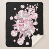 Couverture Sherpa poupée blanche volleyballs et étoiles rose (Devant)