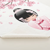 Couverture Sherpa Poupée Kokeshi au kimono rose Kawaii (3/4)