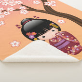 Couverture Sherpa Poupée Sakura Kokeshi - Geisha Girl on Peach (3/4)
