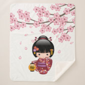 Couverture Sherpa Poupée Sakura Kokeshi - jolie fille japonaise Geis (Devant)