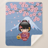Couverture Sherpa Poupée Sakura Kokeshi - jolie fille japonaise Geis (Devant)