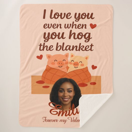 Couverture Sherpa 'Pour toujours mon Valentin' (Devant)