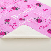 Couverture Sherpa Poussins roses et coeurs filles nom personnalisé (3/4)