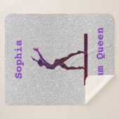 Couverture Sherpa Poutres de gymnastique Queen violet / Argent (Devant (Horizontal))