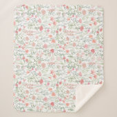 Couverture Sherpa Prairie de fleurs sauvages rose féminine Coquette (Devant)