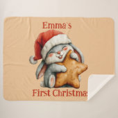 Couverture Sherpa Premier lapin de Noël de bébé personnalisé (Devant (Horizontal))