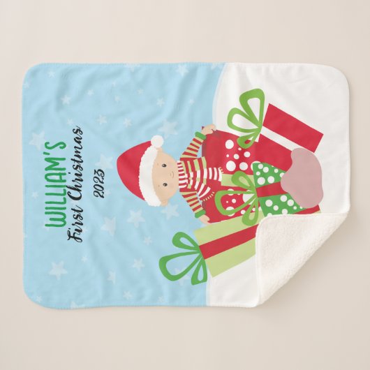 Couverture Sherpa Premier Noël 🎄 bébé (Devant (Horizontal))