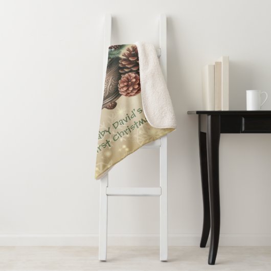 Couverture Sherpa Premier Noël de bébé Deux lapins dans un bol (En situation)