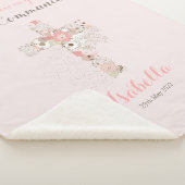 Couverture Sherpa Première communion rose pâle nom croisé (3/4)