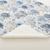 Couverture Sherpa Pretty Blue Rose Floral Watercolor  (3/4)