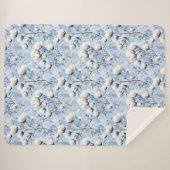 Couverture Sherpa Pretty Light Blue White Floral Bridal Shower (Devant (Horizontal))