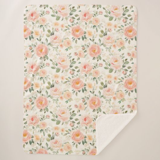 Couverture Sherpa Pretty Peach Flowers (Devant)