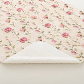 Couverture Sherpa Pretty Pink Cream Roses Floral (3/4)